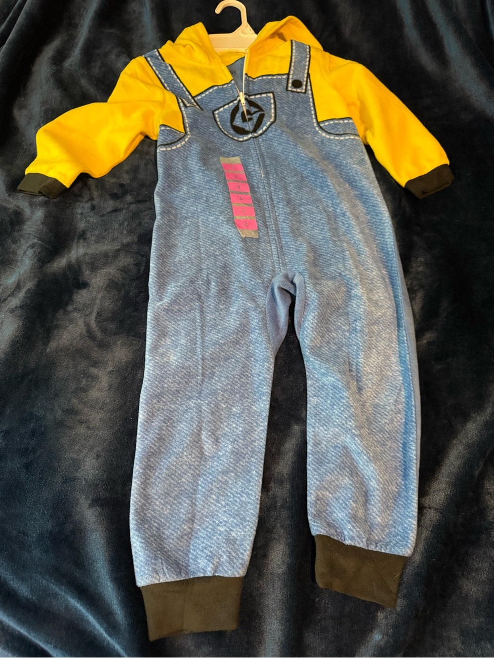 Minion Yellow Hooded Top with Blue Overalls Kids One pc Outfit Costume NWTS